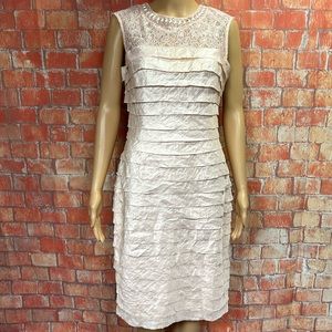 London Times‎ Blush Pink Embellished Lace Top Tiered Dress